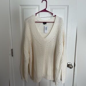 Torrid Women's Ivory V-Neck Sweater